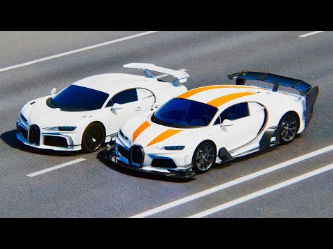 Bugatti Chiron SS 300 + GTR Concept vs Bugatti Chiron Pur Sport at Drag Race 20 KM