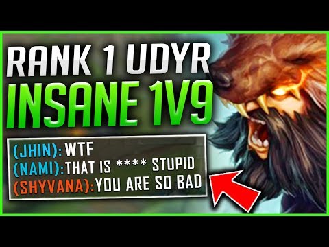 #1 UDYR WORLD LEGIT 1V9 SOLO CARRY! UNREAL OUTPLAYS! - League of Legends
