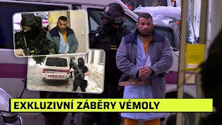 EXKLUZIVNÍ ZÁBĚRY: Vémola má fixaci čelisti, na vyšetření dorazil v ozbrojeném doprovodu