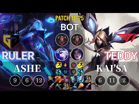 GEN Ruler Ashe vs T1 Teddy Kai'Sa Bot - KR Patch 10.25