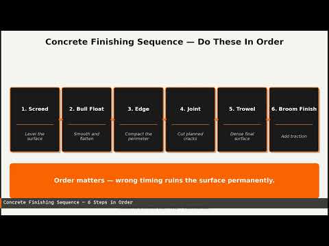 Finishing the Concrete: Screeding, Floating, Jointing, Troweling, Broom Finishing, and the Slump Test