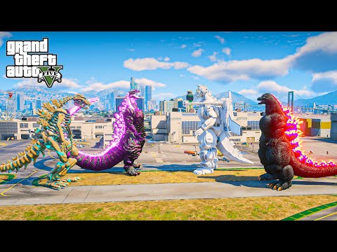 GTA 5 Mods: Heisei Godzilla & Super Mechagodzilla vs Shin Godzilla & Skeleton Godzilla