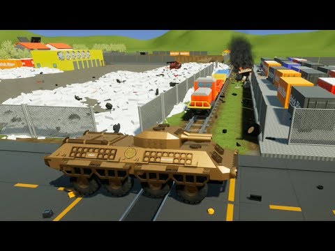 Jeeps, Tanks & Trucks vs Lego Train - Brick Rigs - Realistic Crashes