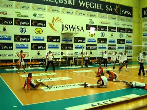 Rozgrzewka przed meczem Jastrzębski Węgiel - Fart Kielce