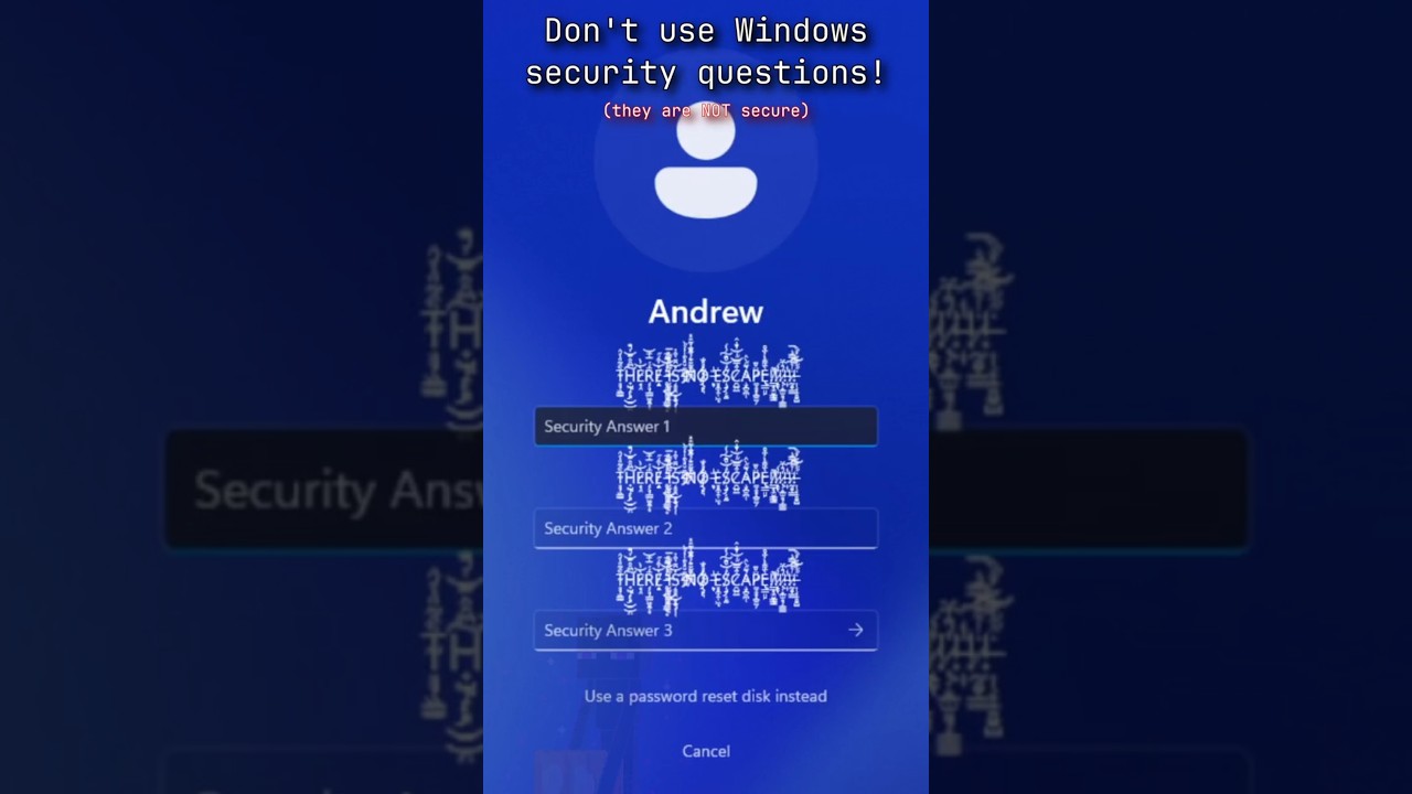 DO NOT use Windows Security Questions #windows #endermanch