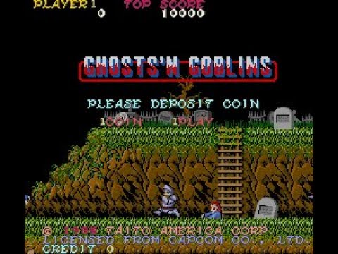 Ghosts 'n Goblins [Arcade] - Full Game Playthrough (no cheats)