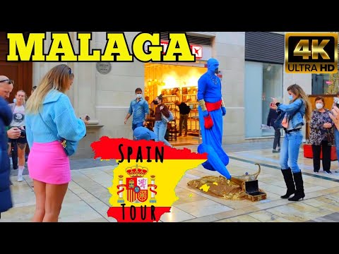 Malaga District Spain Walking Tour 4K ultra HD