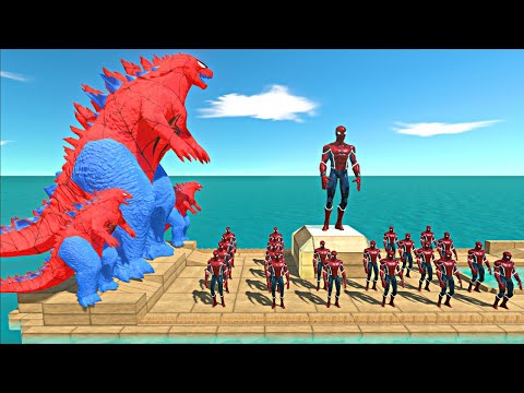 How Many Spiderman Can Stop Spiderman Godzilla 2014 ? - Animal Revolt Battle Simulator
