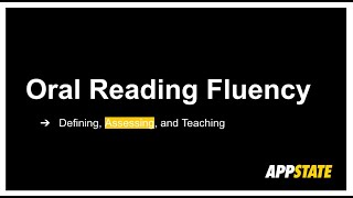 Fluency  - Assessing Oral Reading Fluency (ORF)
