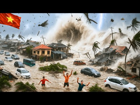 CHAOS in Vietnam! Storm Surge Typhoon Kalmaegi, Huge Waves in Quy Nhon — Homes & Cars Swept Away