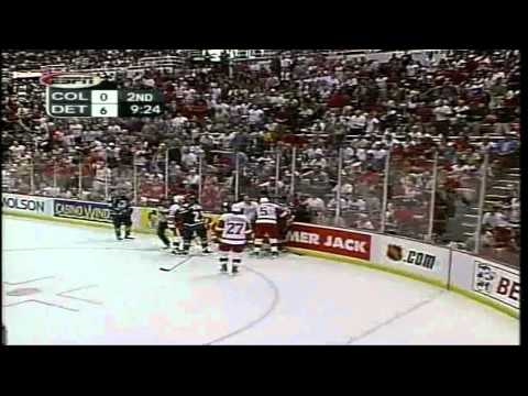 Avalanche @ Red Wings Game 7 2002 (2nd Period Highlights)
