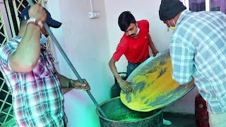 Gujarat's Popular Sweet Mohanthal Making For 500 People In Function | Village Style Sweet Recipe