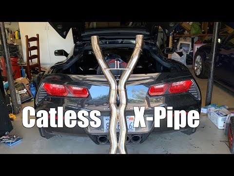 C7 Corvette Catless X-Pipe install and Exhaust Sound Clips