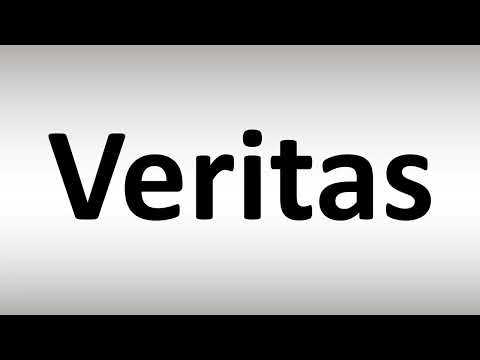 Part of a video titled How to Pronounce Veritas - YouTube