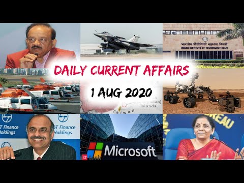 01 August 2020 Daily Current Affairs In English | Current affairs today | GKToday