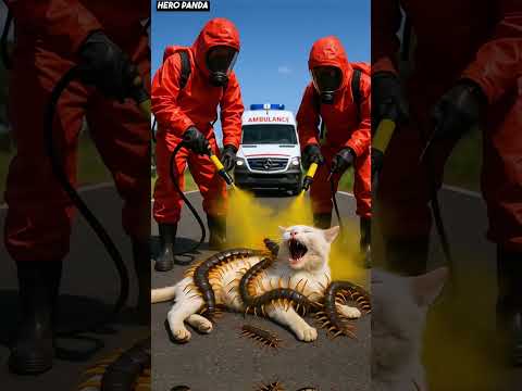 Cat got covered with centipedes save by kind rescue team! #humanity #cat #animals