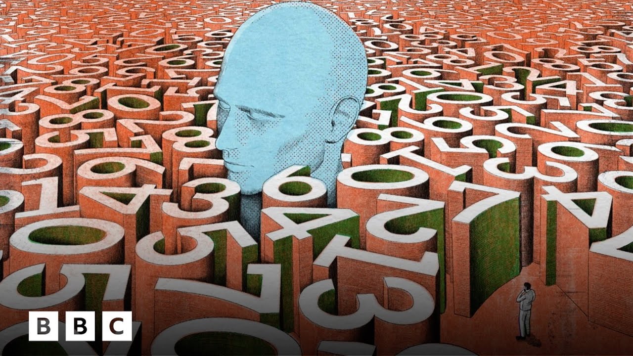 Labirinto di numeri con una testa umana