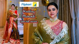 Wedding Mahandi special Saree haul From Flipkart @PoojaRikichoyal 