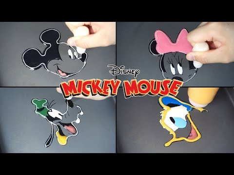 Disney Mickey Mouse Pancake Art - Mickey, Minnie, Goofy, Pluto, Donald / satisfying Video for KIds