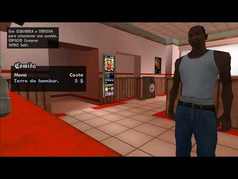 cj comunica comiendo en el burger shot