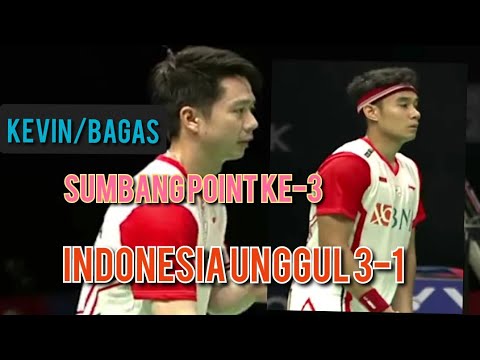 TUNDUKKAN P SUKPHUN/PAKKAPON T //KEVIN/BAGAS SUMBANG POIN KE-3 UNTUK TIM THOMAS INDONESIA