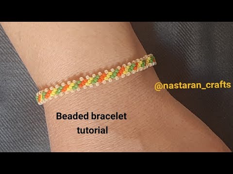 آموزش دستبند منجوقی رنگی رنگی/ آموزش منجوق دوزی /Beadwork training/Beaded bracelet tutorial