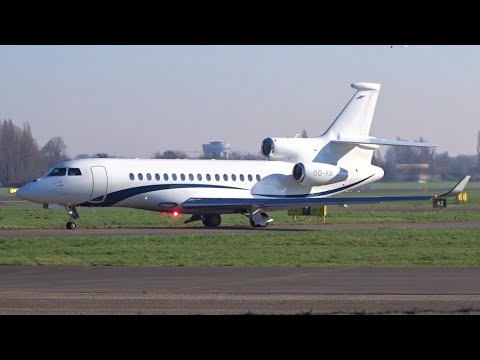 Dassault Falcon 8X Business Jet Taxi & Take-Off at Antwerp Airport Deurne | OO-FAI Flying Service