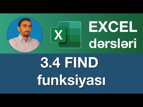 Excel dərsləri  - 3.4.Exceldə FIND funksiyası | FIND function | Excelde BUL formülü | Функция НАЙТИ
