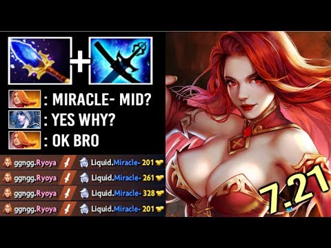 EPIC Pro Scepter Lina Mid Solo vs Miracle- Drow Ranger Full Item Battle Crazy Gameplay 7.21 Dota 2