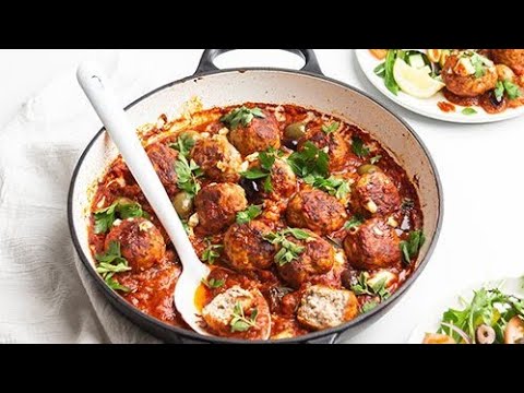 Mediterranean Pork Meatballs Recipe with Tomato Sauce