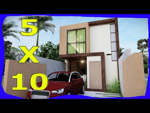 PLAN of SMALL and 💲💲ECONOMIC HOUSE 5x10 meters with 3 BEDROOMS and 2 FLOORS