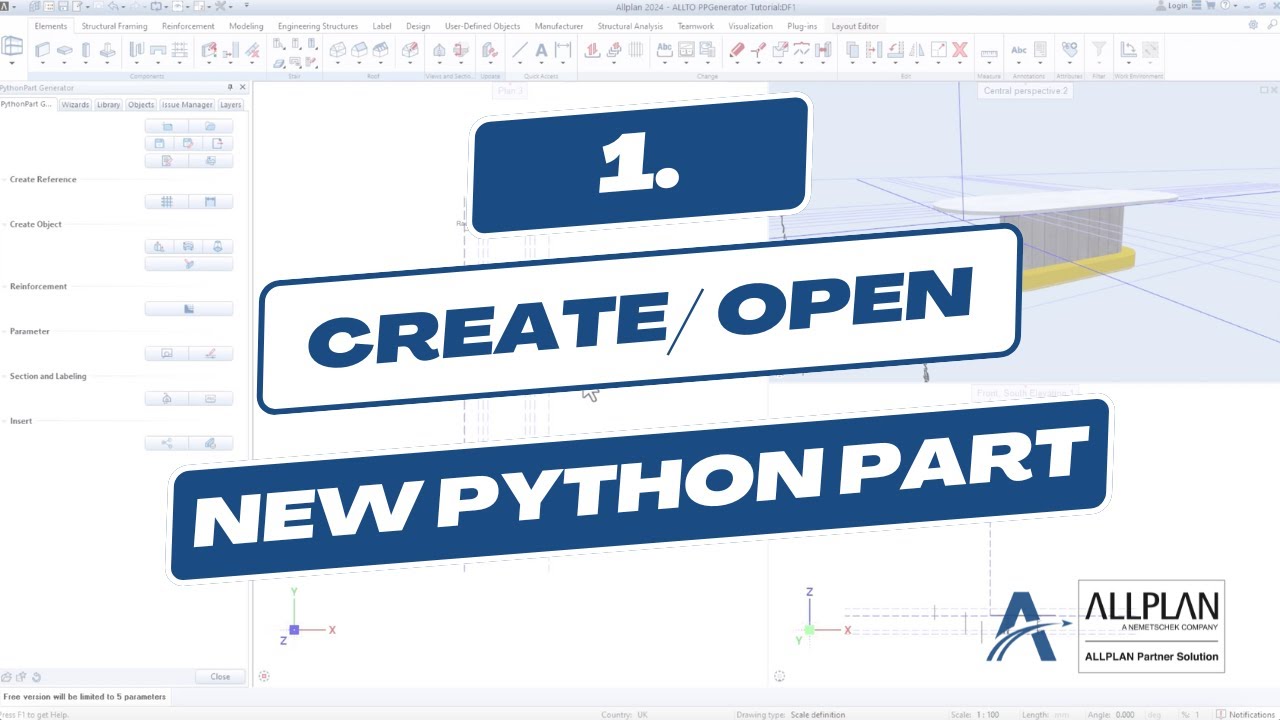 Create or open a new python part - PythonParts Generator
