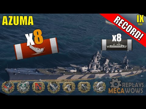 Azuma 8 Kills & 204k Damage | World of Warships Gameplay