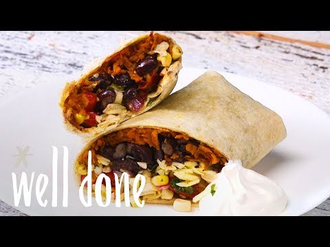 Sweet Potato & Bean Burritos With Corn Salsa, A Super Simple Vegetarian Burrito | Recipe | Well Done