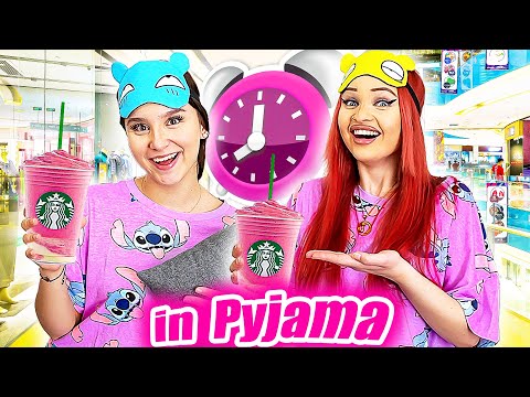 24 Stunden im Pyjama raus gehen ! 😂⏰ (Schlafen im McDonalds) - Celina