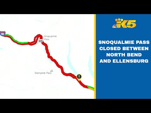 Snoqualmie Pass closed between North Bend and Ellensburg due to severe weather and crashes