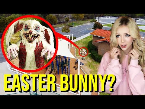 DRONE CATCHES EASTER BUNNY AT HAUNTED PARK!! (HE CAME AFTER US!!)