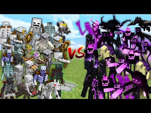 ALL SKELETONS vs ALL ENDERMEN in Minecraft Mob Battle