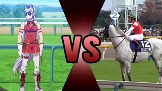 Uma Musume, Gold Ship strikes a pose. Anime VS IRL.