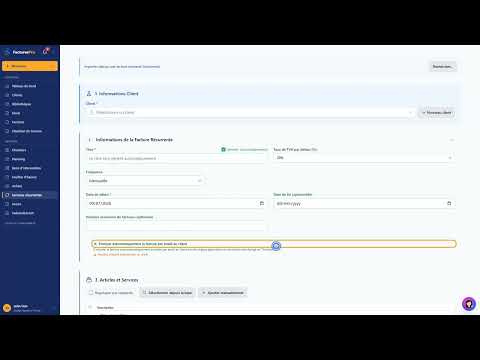 Tutoriel vidéo : Factures récurrentes (détail) — Formation FacturesPro