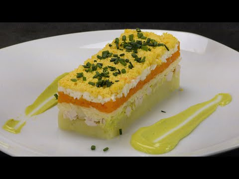 Salade de pommes de terre au blanc de poulet et fromage