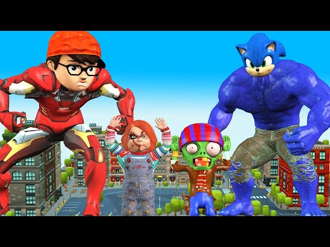 Good Friend Ironman Nick vs sonicHulk Helps Tani Attack Zombie and Chucky - Scary teacher 3D Funny