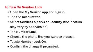 How To Turn On/Off Number Lock In The My Verizon App – Port Protection Toggle