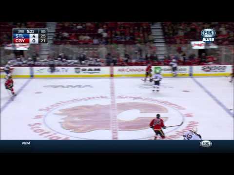 David Backes wrist shot EN goal 4-0 St. Louis Blues vs Calgary Flames Mar 17 2015 NHL