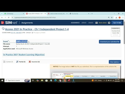 Access 2021 Practice Ch 1 Independent Project 1-4 |Access 2021 Practice Ch 1 Independent Project 1-4