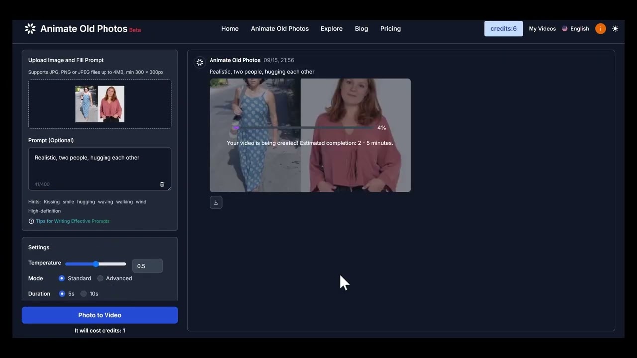 Animate Old Photos demo video