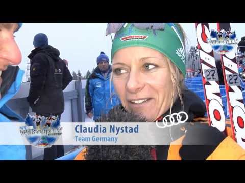 Nach dem Rennen mit Claudia Nystad (FIS Tour de Ski 2013)