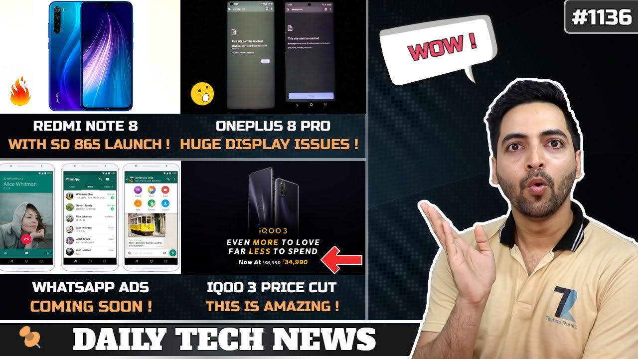 Redmi Note 8 SD 865 Launch,IQOO Neo 3 India Launch,Oneplus 8 Pop Up Box Price,WhatsApp Ads #1136