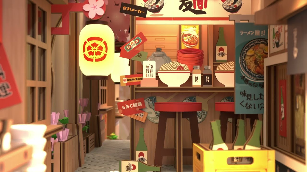 RoboTime 3D skládačka Zarážka na knihy Sakurová ulička s vínem