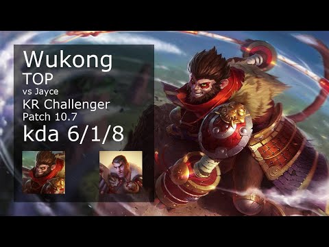 Wukong Top vs Jayce - KR Challenger 6/1/8 Patch 10.7 Gameplay // [롤] 오공 vs 제이스 탑